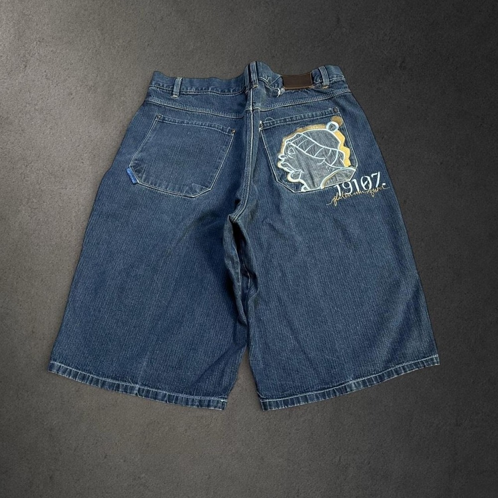 Vintage Y2K FUBU Hip Hop Skater Grunge Baggy Streetwear Embroidered Denim Jorts